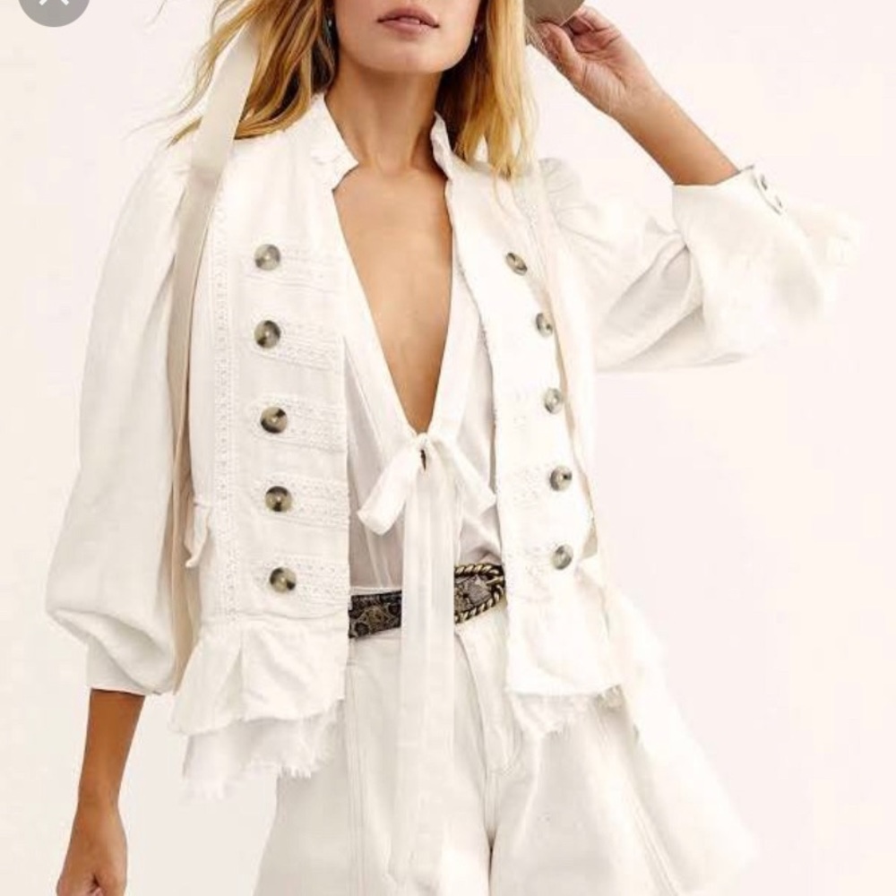 Free People Ariana Linen Blend LG Jacket Reg $168